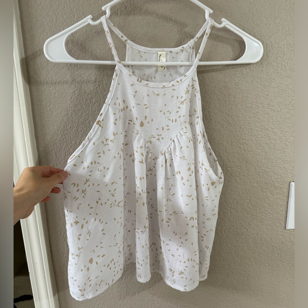 White Floral Sleeveless Top